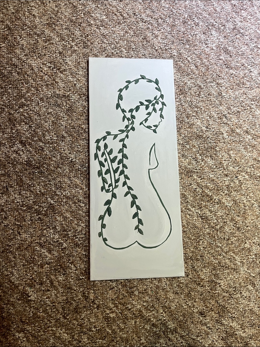 Minimalist Green Vine Silhouette Canvas Wall Art